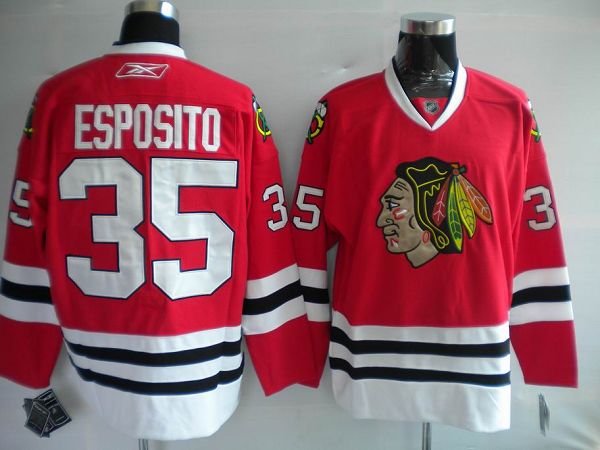 Blackhawks #35 Tony Esposito Stitched Red NHL Jersey