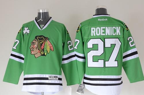 Blackhawks #27 Jeremy Roenick Green Stitched NHL Jersey