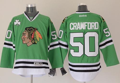 Blackhawks #50 Corey Crawford Green Stitched NHL Jersey