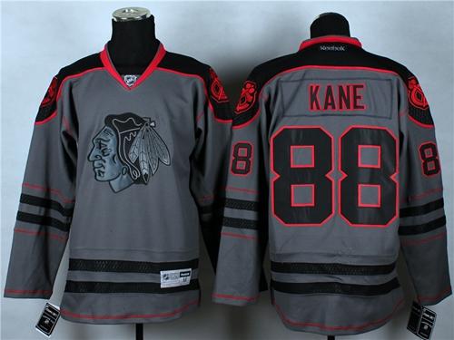 Blackhawks #88 Patrick Kane Charcoal Cross Check Fashion Stitched NHL Jersey