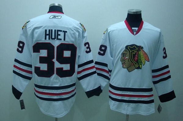 Blackhawks #39 Cristobal Huet Stitched White NHL Jersey