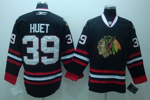 Blackhawks #39 Cristobal Huet Stitched Black NHL Jersey