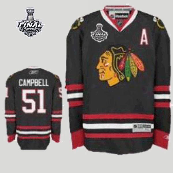 Blackhawks #51 Brian Campbell Stitched Black With Stanley Cup Finals NHL Jersey