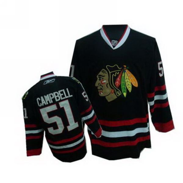 Blackhawks #51 Brian Campbell Stitched Black NHL Jersey