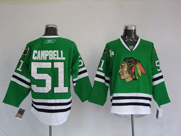 Blackhawks #51 Brian Campbell Stitched Green NHL Jersey