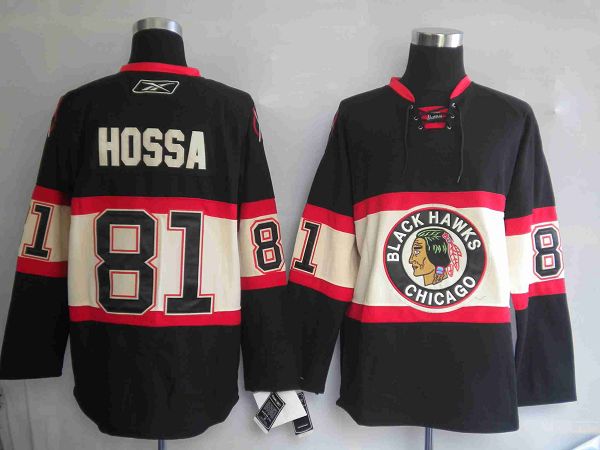 Blackhawks #81 Marian Hossa Stitched Black New Third NHL Jersey