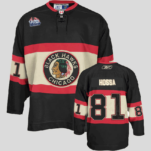 Blackhawks #81 Marian Hossa Winter Classic Stitched Black NHL Jersey