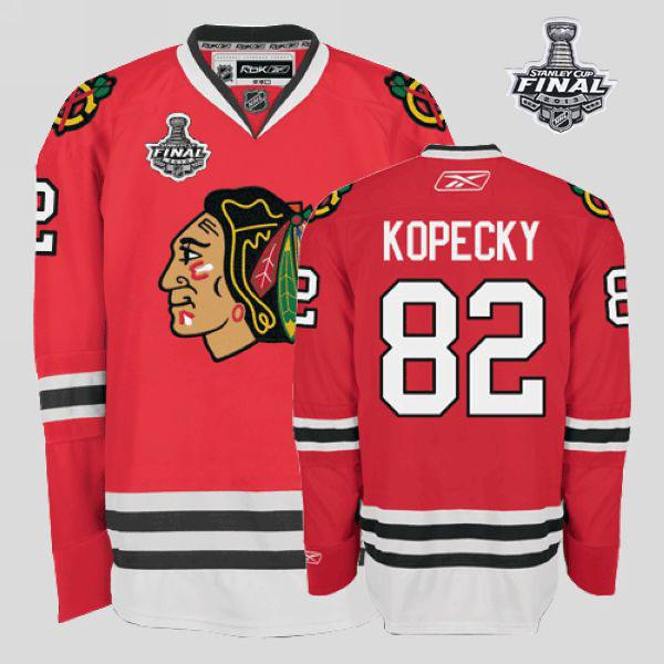 Blackhawks #82 Tomas Kopecky Stitched Red With Stanley Cup Finals NHL Jersey