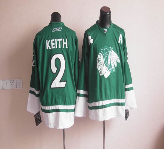 Blackhawks St Patty's Day #2 Duncan Keith Green Stitched NHL Jersey