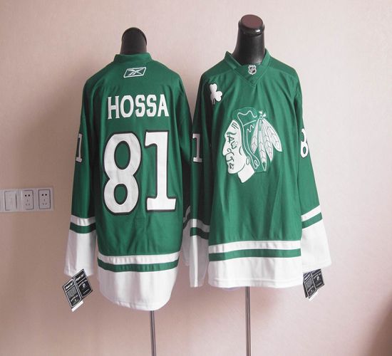 Blackhawks St Patty's Day #81 Marian Hossa Green Stitched NHL Jersey
