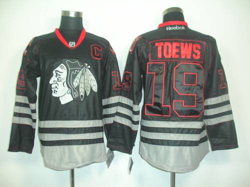 Blackhawks #19 Jonathan Toew Black Ice Stitched NHL Jersey