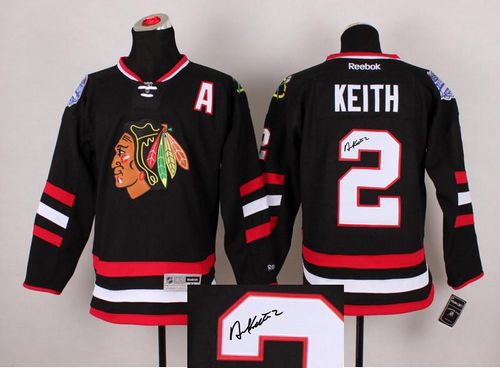 Blackhawks #2 Duncan Keith Black Autographed Stitched NHL Jersey