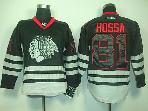 Blackhawks #81 Marian Hossa Black Ice Stitched NHL Jersey