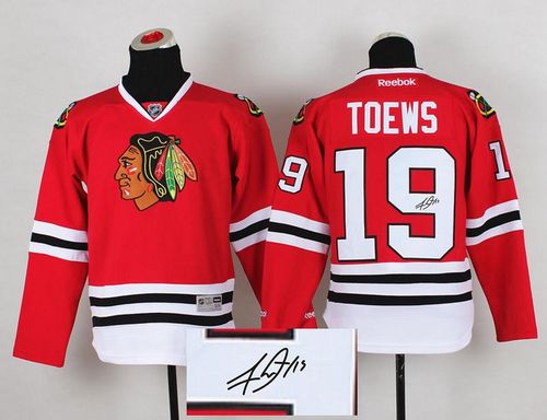 Blackhawks #19 Jonathan Toews Red Autographed Stitched NHL Jersey