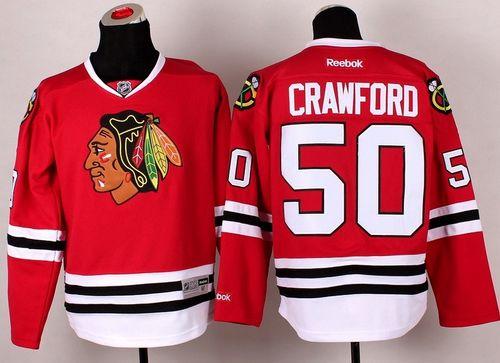 Blackhawks #50 Corey Crawford Red Stitched NHL Jersey