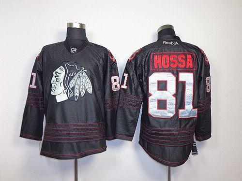 Blackhawks #81 Marian Hossa Black Accelerator Stitched NHL Jersey