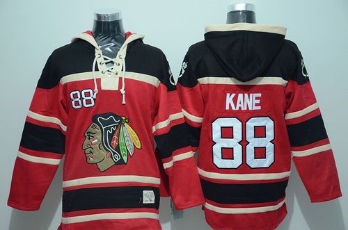 Blackhawks #88 Patrick Kane Red Sawyer Hooded Sweatshirt Stitched NHL Jersey