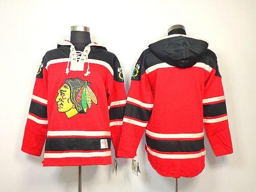 Blackhawks Blank Red Sawyer Hooded Sweatshirt Stitched NHL Jersey
