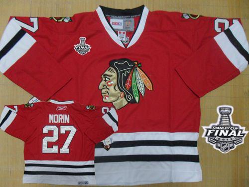 Blackhawks CCM #27 Jeremy Morin Red Throwback With Stanley Cup Finals Stitched NHL Jersey