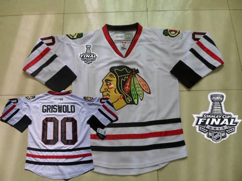 Blackhawks #00 Clark Griswold White CCM Throwback With Stanley Cup Finals Stitched NHL Jersey
