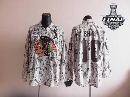 Blackhawks #10 Patrick Sharp Camouflage With Stanley Cup Finals Stitched NHL Jersey
