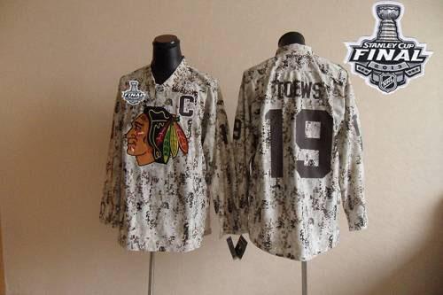 Blackhawks #19 Jonathan Toews Camouflage With Stanley Cup Finals Stitched NHL Jersey