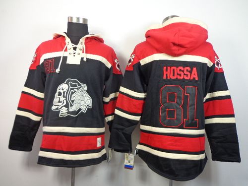 Blackhawks #81 Marian Hossa Black Sawyer Hooded Sweatshirt Stitched NHL Jersey