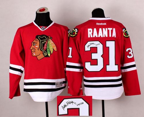 Blackhawks #31 Antti Raanta Red Autographed Stitched NHL Jersey