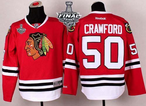 Blackhawks #50 Corey Crawford Red With Stanley Cup Finals Stitched NHL Jersey