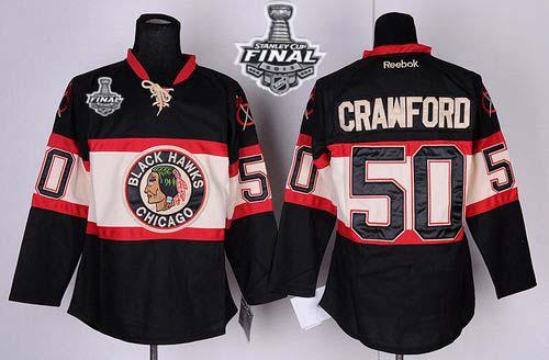 Blackhawks #50 Corey Crawford Black New Third With Stanley Cup Finals Stitched NHL Jersey