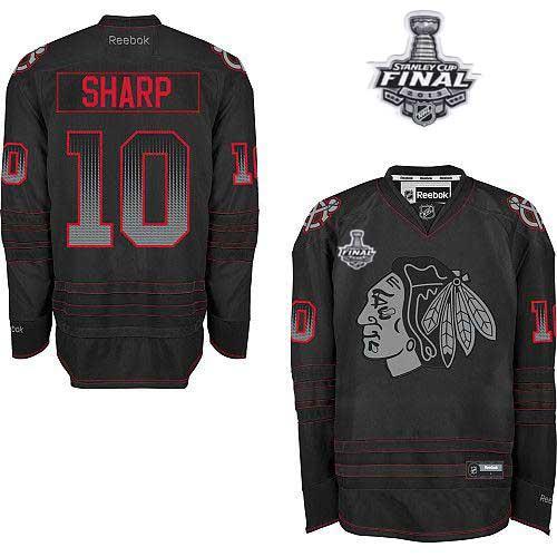 Blackhawks #10 Patrick Sharp Black Accelerator With Stanley Cup Finals Stitched NHL Jersey