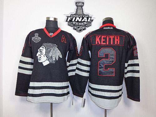 Blackhawks #2 Duncan Keith Black Accelerator With Stanley Cup Finals Stitched NHL Jersey