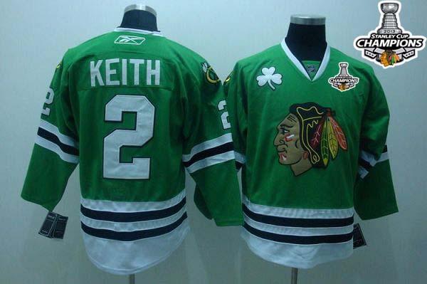 Blackhawks #2 Duncan Keith Stitched Green Stanley Cup Champions NHL Jersey