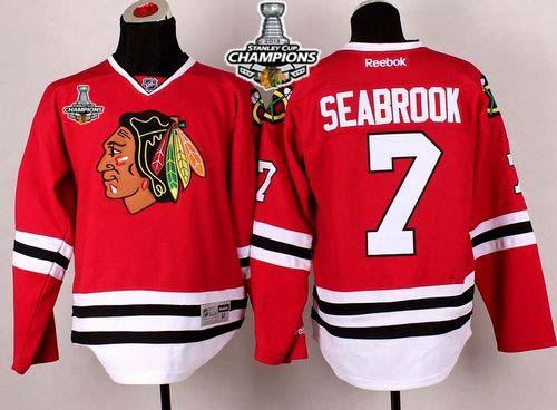Blackhawks #7 Brent Seabrook Stitched Red Stanley Cup Champions NHL Jersey