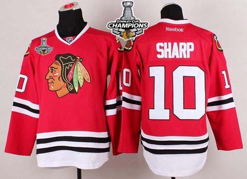 Blackhawks #10 Patrick Sharp Stitched Red Stanley Cup Champions NHL Jersey