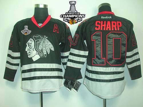Blackhawks #10 Patrick Sharp Black Ice Stitched Stanley Cup Champions NHL Jersey