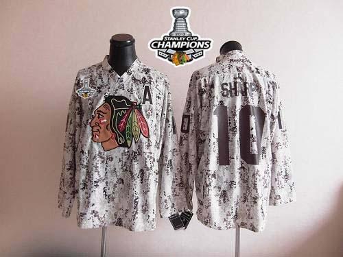 Blackhawks #10 Patrick Sharp Camouflage Stitched Stanley Cup Champions NHL Jersey