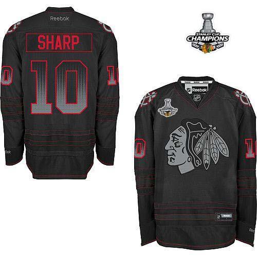 Blackhawks #10 Patrick Sharp Black Accelerator Stitched Stanley Cup Champions NHL Jersey