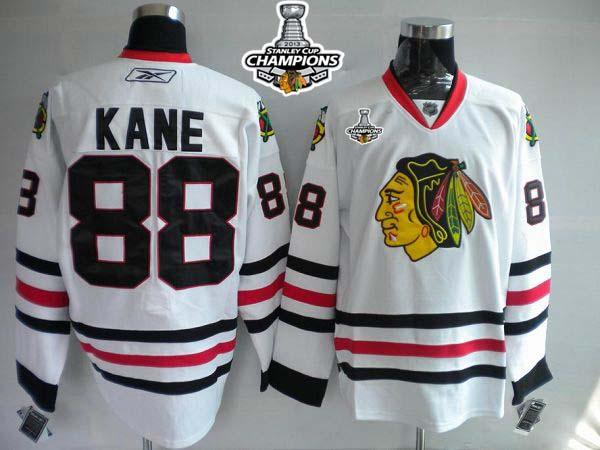 Blackhawks #88 Patrick Kane Stitched White Stanley Cup Champions NHL Jersey