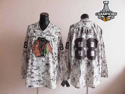 Blackhawks #88 Patrick Kane Camouflage Stitched Stanley Cup Champions NHL Jersey