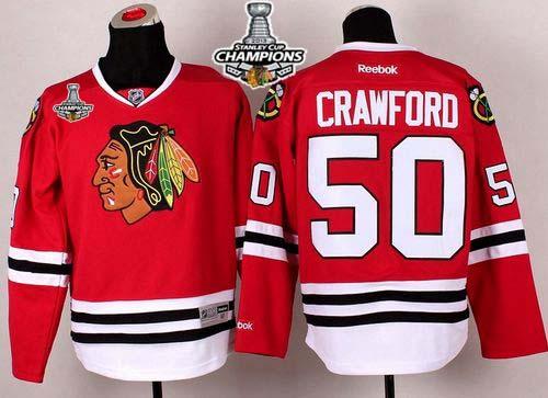 Blackhawks #50 Corey Crawford Red Stitched Stanley Cup Champions NHL Jersey