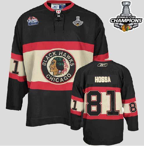 Blackhawks #81 Marian Hossa Winter Classic Stitched Black Stanley Cup Champions NHL Jersey