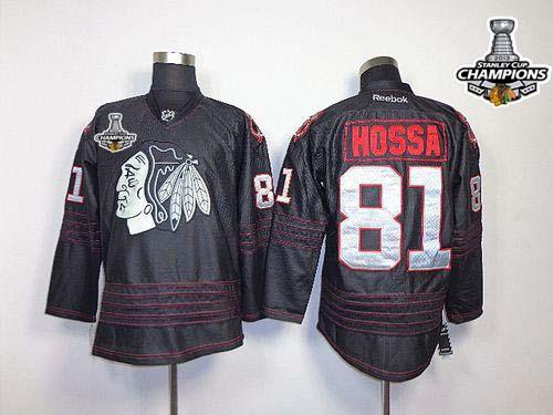 Blackhawks #81 Marian Hossa Black Accelerator Stitched Stanley Cup Champions NHL Jersey
