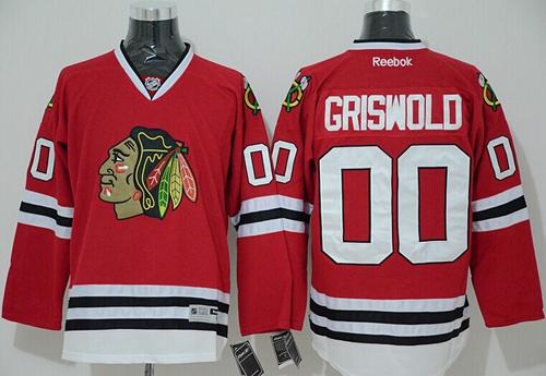 Blackhawks #00 Clark Griswold Red Home Stitched NHL Jersey