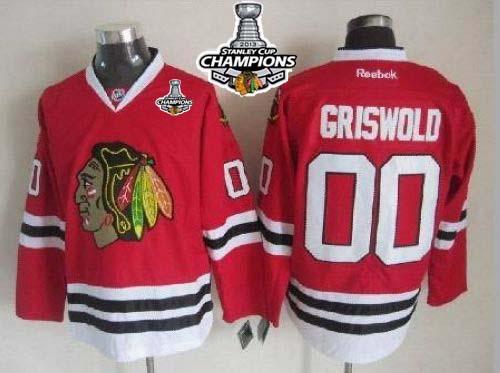 Blackhawks #00 Clark Griswold Red Home Stanley Cup Champions Stitched NHL Jersey