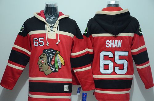 Blackhawks #65 Andrew Shaw Red Sawyer Hooded Sweatshirt Stitched NHL Jersey