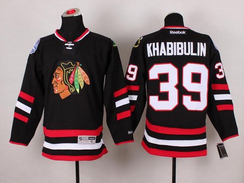 Blackhawks #39 Nikolai Khabibulin Black 2014 Stadium Series Stitched NHL Jersey