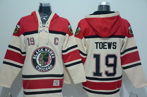 Blackhawks #19 Jonathan Toews Cream Sawyer Hooded Sweatshirt Stitched NHL Jersey