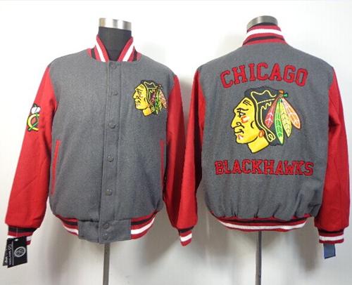 Chicago Blackhawks Satin Button Up Grey NHL Jacket