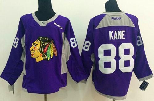 Blackhawks #88 Patrick Kane Purple Hockey Fights Cancer Stitched NHL Jersey